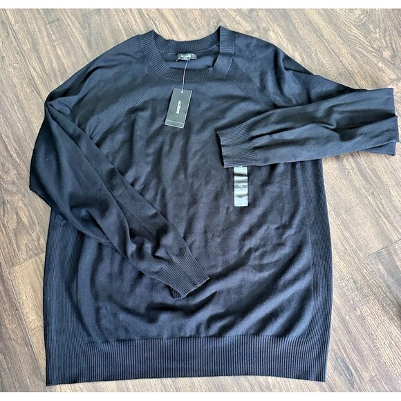 Alfani Men's Long Sleeves Ribbed Raglan Knit Sweater Pullover Top Deep Black XL - Picture 2 of 8